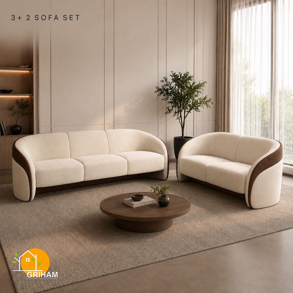Cocoa Embrace Sofa - 3+2 Seater in Ivory | Griham Decor