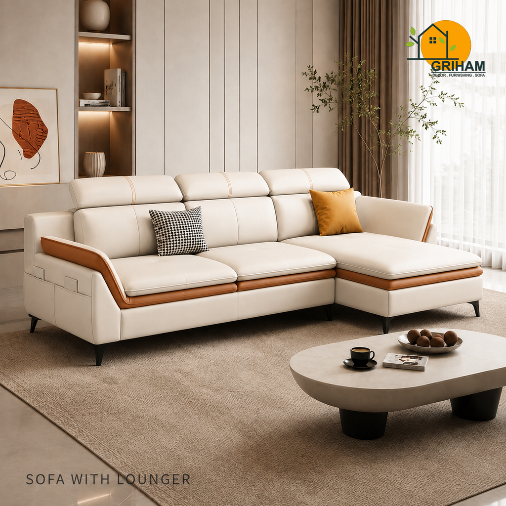 Aero Duo-Tone Sofa - 3+Lounger in Ivory | Griham Decor