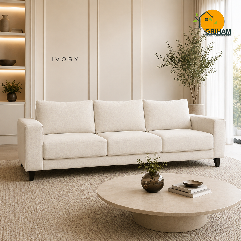 Nordic Everyday Sofa - 3 Seater in Ivory | Griham Decor