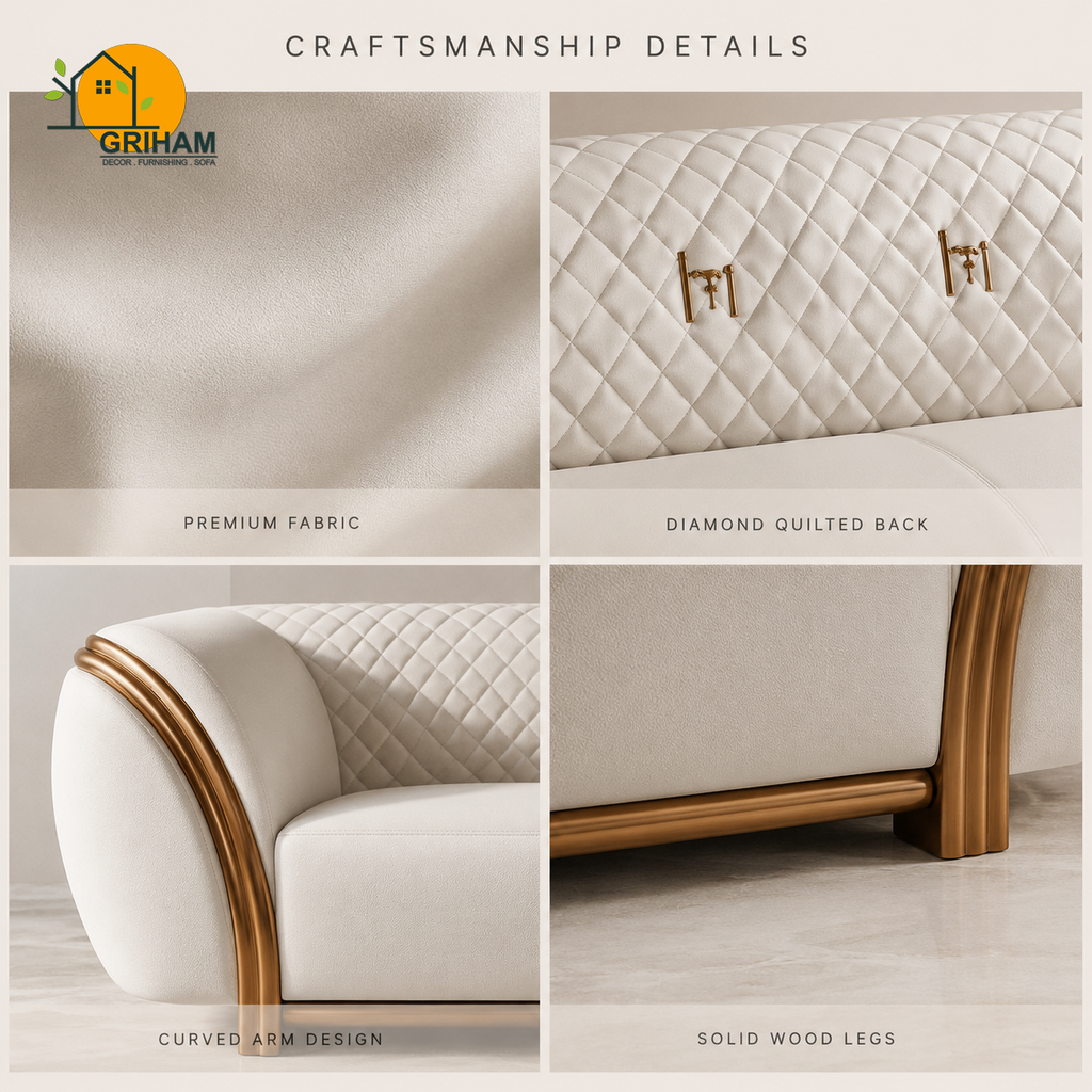 Aurelia Gold-Trim Sofa - product view 7 | Griham Decor