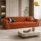 Imperial Diamond Sofa - 3 Seater in Terracotta | Griham Decor