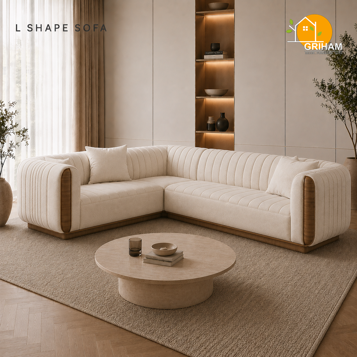 Riviera Channel Sofa - 3+2 Corner in Ivory | Griham Decor