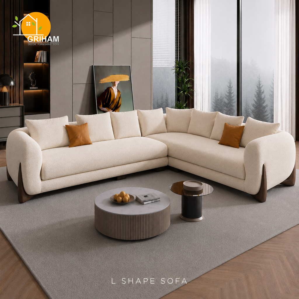 Cannes Boucle Sofa - 3+2 Corner in Ivory | Griham Decor