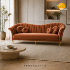 Celeste Fan-Back Sofa - 3 Seater in Terracotta | Griham Decor