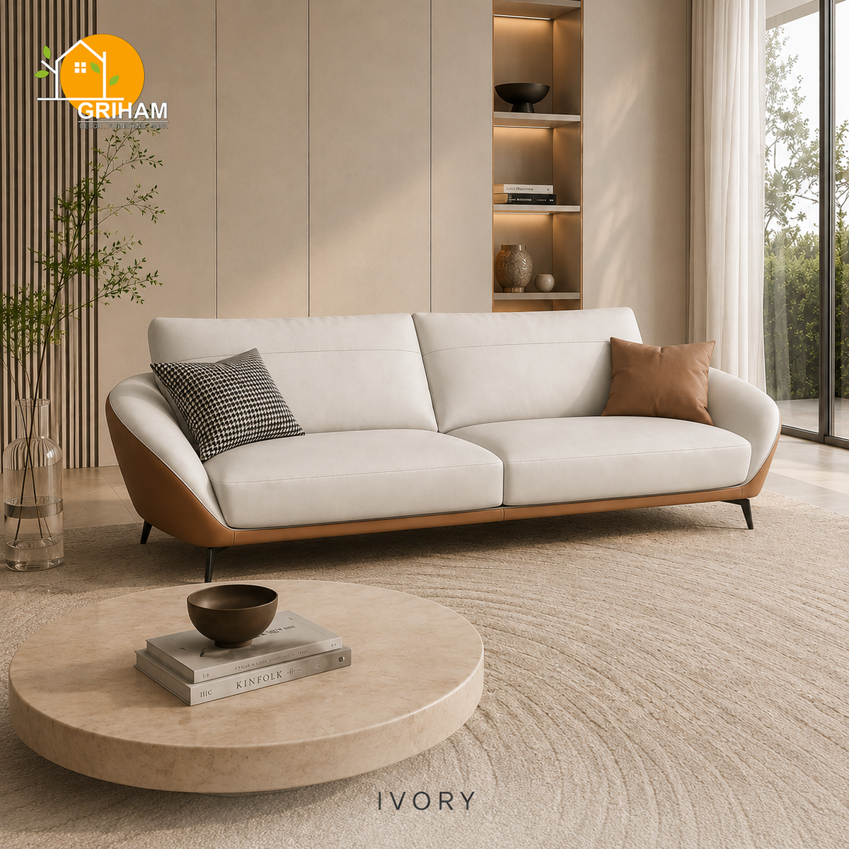 Valencia Shell Sofa - 3 Seater in Ivory | Griham Decor