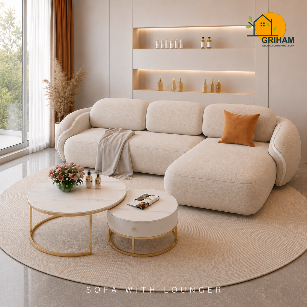 Lagoon Petal Sofa - 3+Lounger in Ivory | Griham Decor