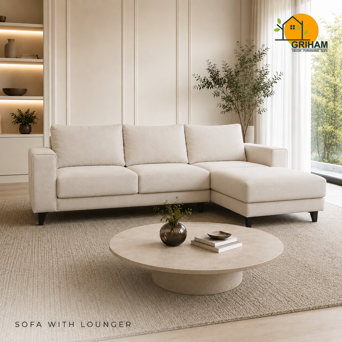 Nordic Everyday Sofa - 3+Lounger in Ivory | Griham Decor