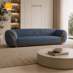 Aurelia Gold-Trim Sofa - 3 Seater in Denim | Griham Decor