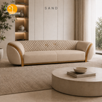 Aurelia Gold-Trim Sofa - 3 Seater in Sand | Griham Decor