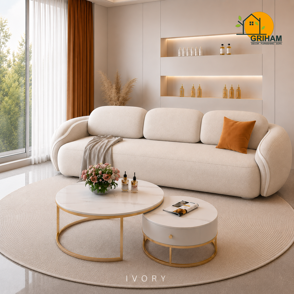 Lagoon Petal Sofa - 3 Seater in Ivory | Griham Decor