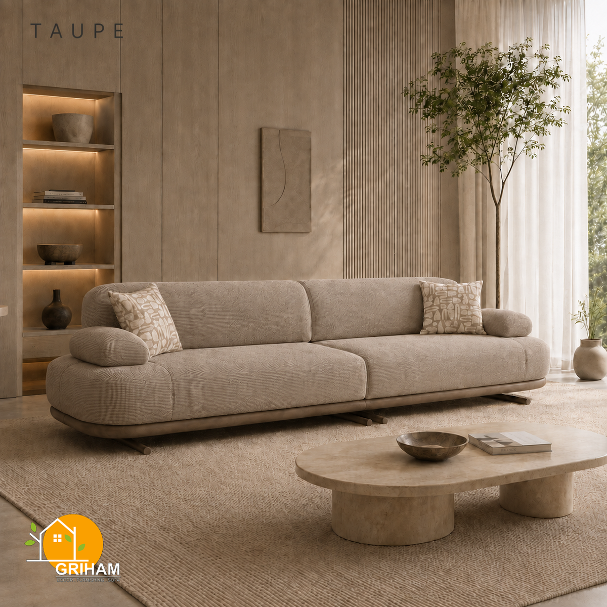 Aarhus Cloud Sofa - 3 Seater in Taupe | Griham Decor