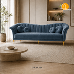 Celeste Fan-Back Sofa - 3 Seater in Denim | Griham Decor
