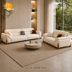 Kyoto Wood-Accent Sofa - 3+2 Seater in Ivory | Griham Decor