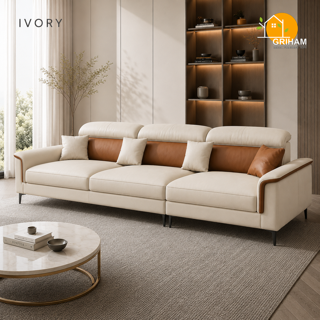 Milano Executive Sofa - 3 Seater in Ivory | Griham Decor