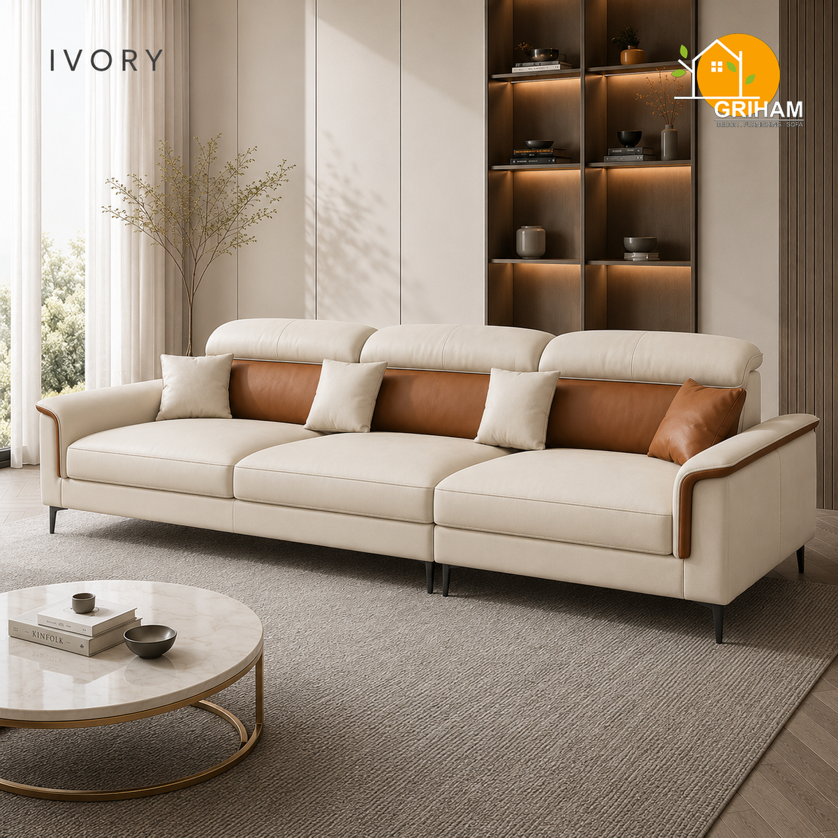 Milano Executive Sofa - 3 Seater in Ivory | Griham Decor