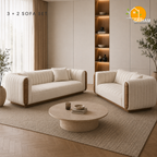 Riviera Channel Sofa - 3+2 Seater in Ivory | Griham Decor
