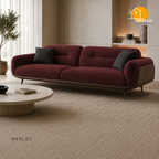 Oslo Walnut Wrap Sofa - 3 Seater in Merlot | Griham Decor