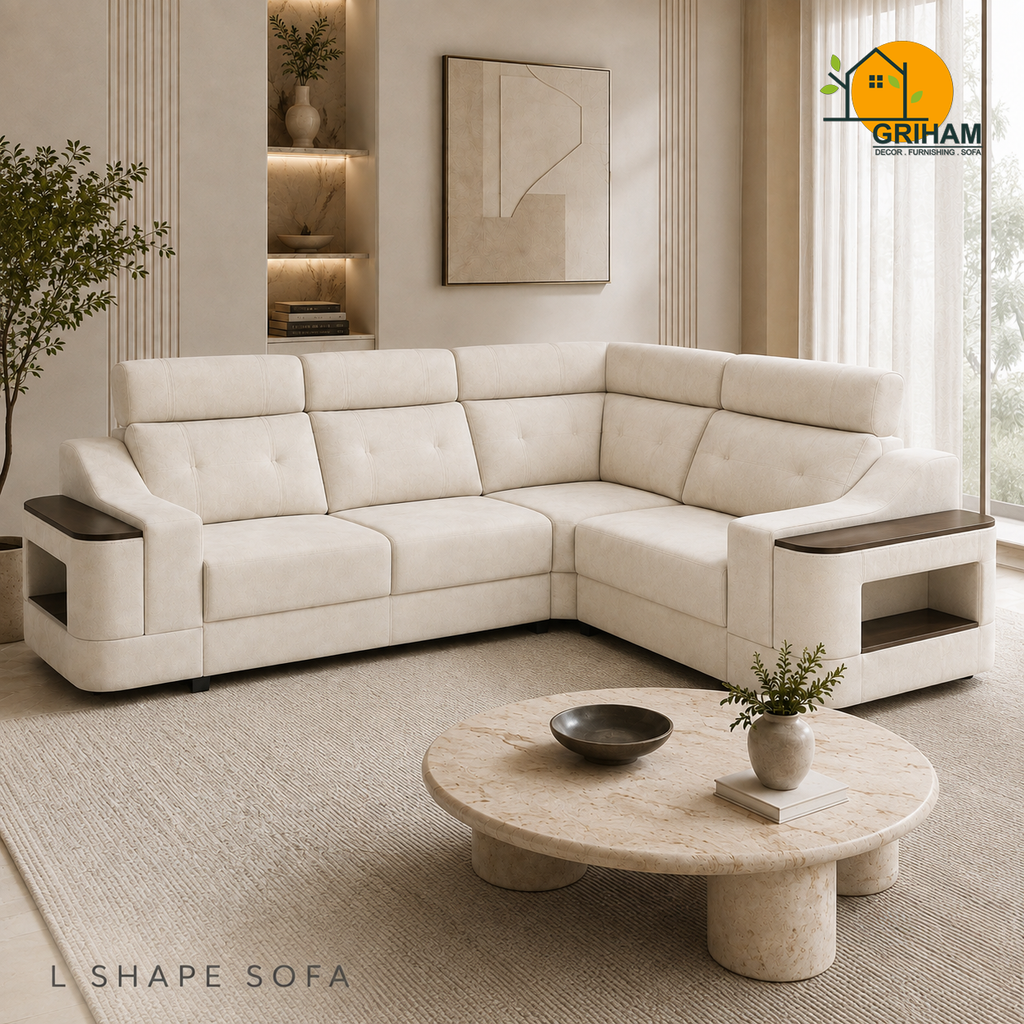 Haven Storage-Arm Sofa - 3+2 Corner in Ivory | Griham Decor