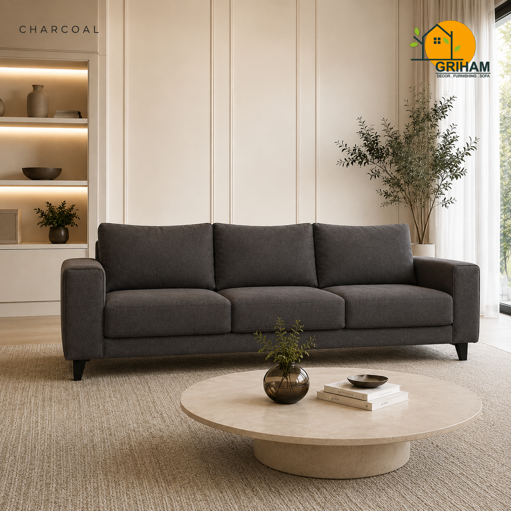 Nordic Everyday Sofa - 3 Seater in Charcoal | Griham Decor