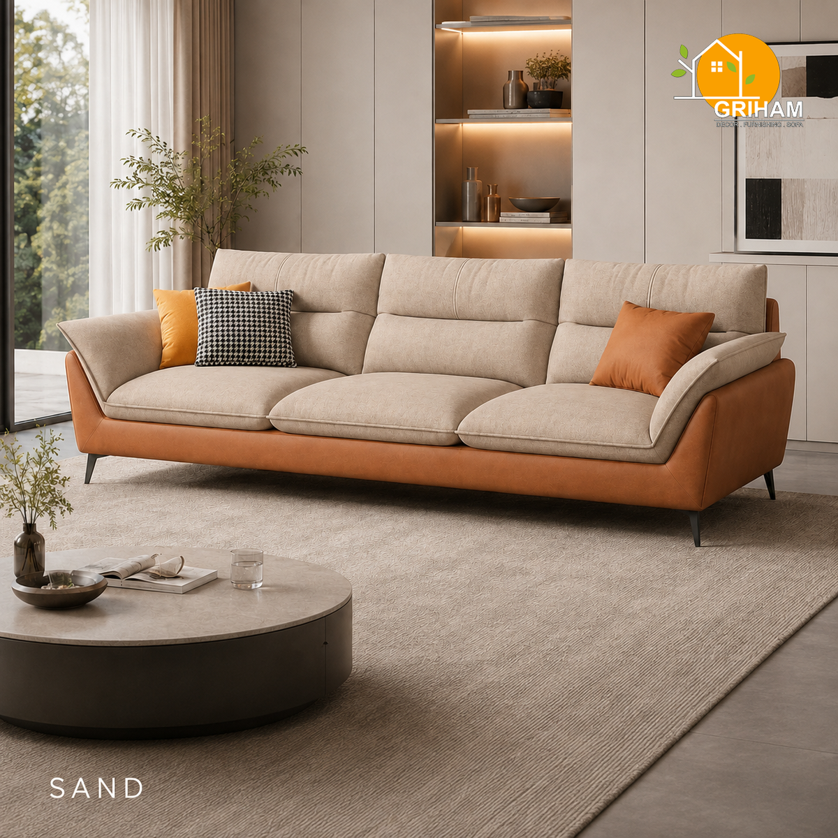 Sienna Wing Sofa - 3 Seater in Sand | Griham Decor