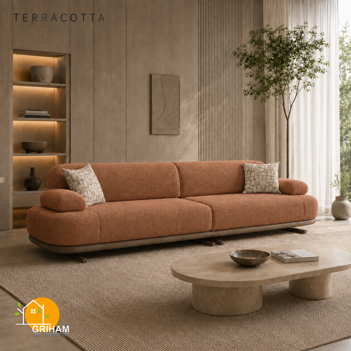 Aarhus Cloud Sofa - 3 Seater in Terracotta | Griham Decor