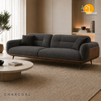Oslo Walnut Wrap Sofa - 3 Seater in Charcoal | Griham Decor