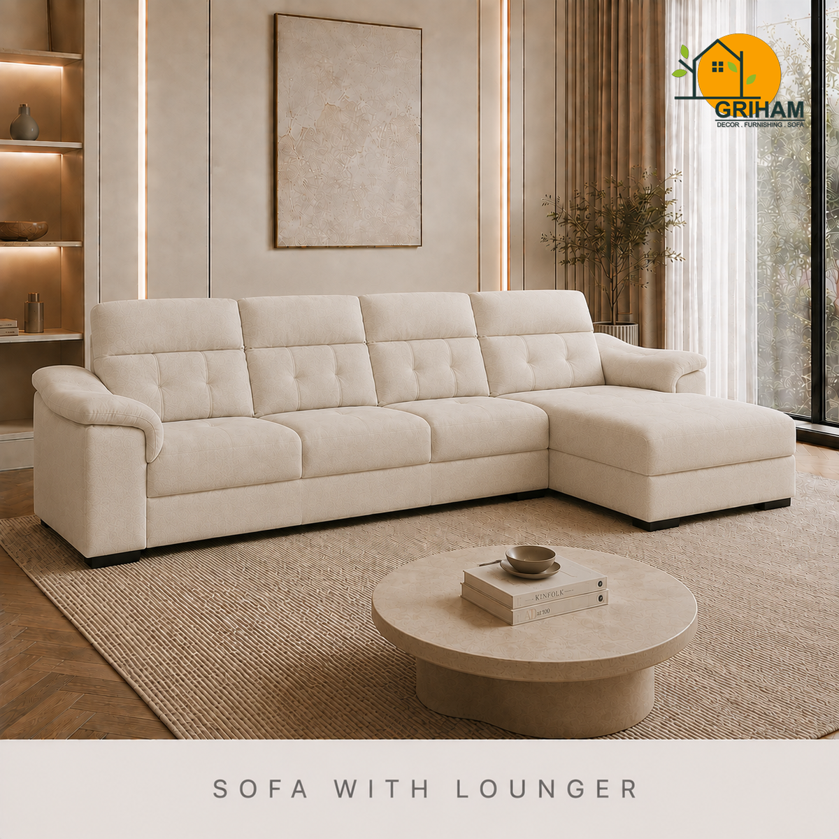 Regent High-Back Sofa - 3+Lounger in Ivory | Griham Decor