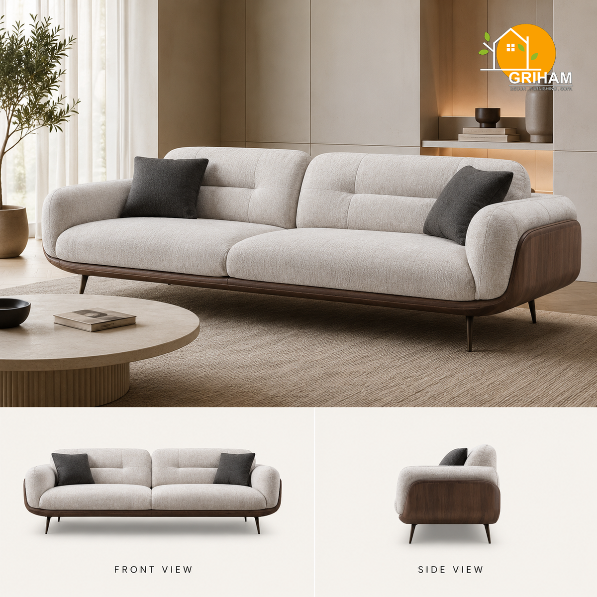 Oslo Walnut Wrap Sofa - product view 1 | Griham Decor