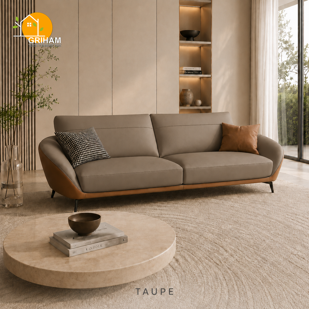 Valencia Shell Sofa - 3 Seater in Taupe | Griham Decor