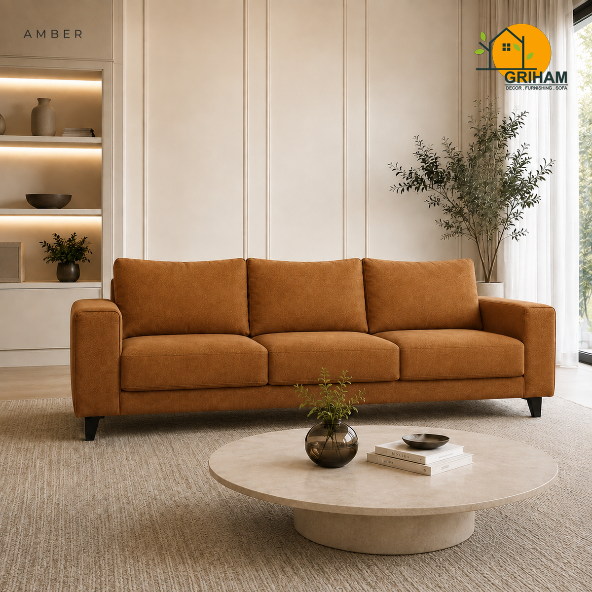 Nordic Everyday Sofa - 3 Seater in Amber | Griham Decor