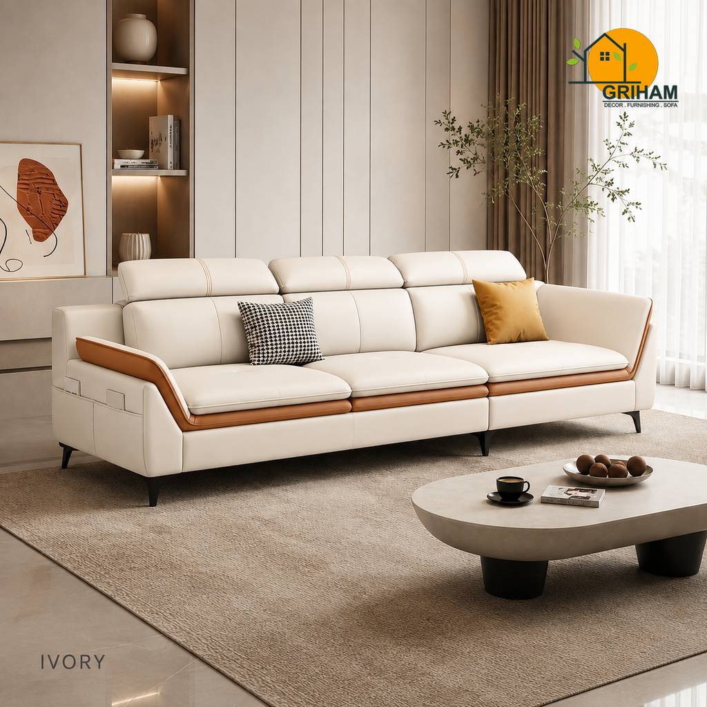 Aero Duo-Tone Sofa - 3 Seater in Ivory | Griham Decor