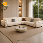 Kyoto Wood-Accent Sofa - 3+2 Corner in Ivory | Griham Decor