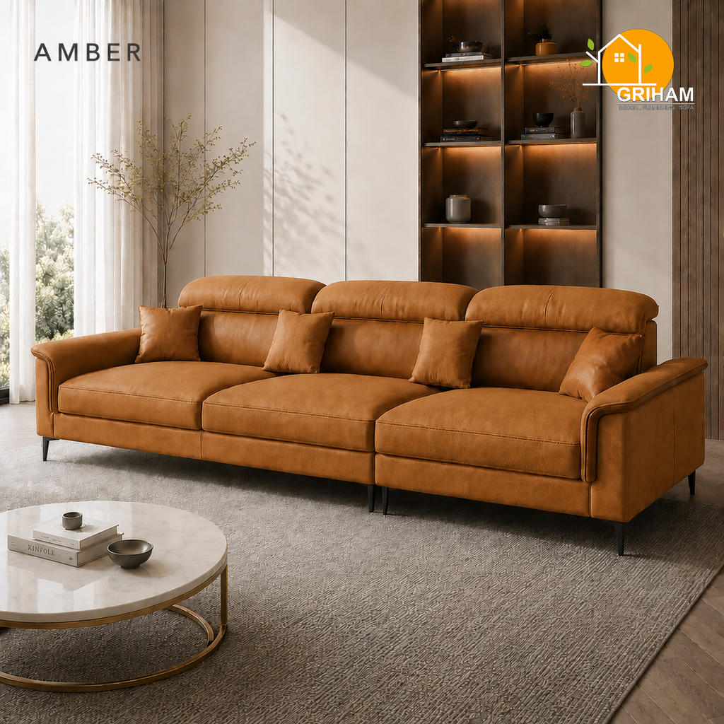 Milano Executive Sofa - 3 Seater in Amber | Griham Decor