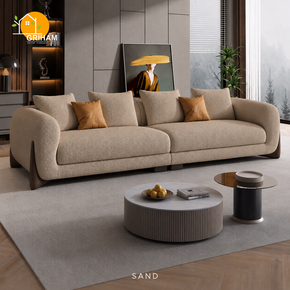 Cannes Boucle Sofa - 3 Seater in Sand | Griham Decor