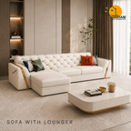 Imperial Diamond Sofa - 3+Lounger in Ivory | Griham Decor