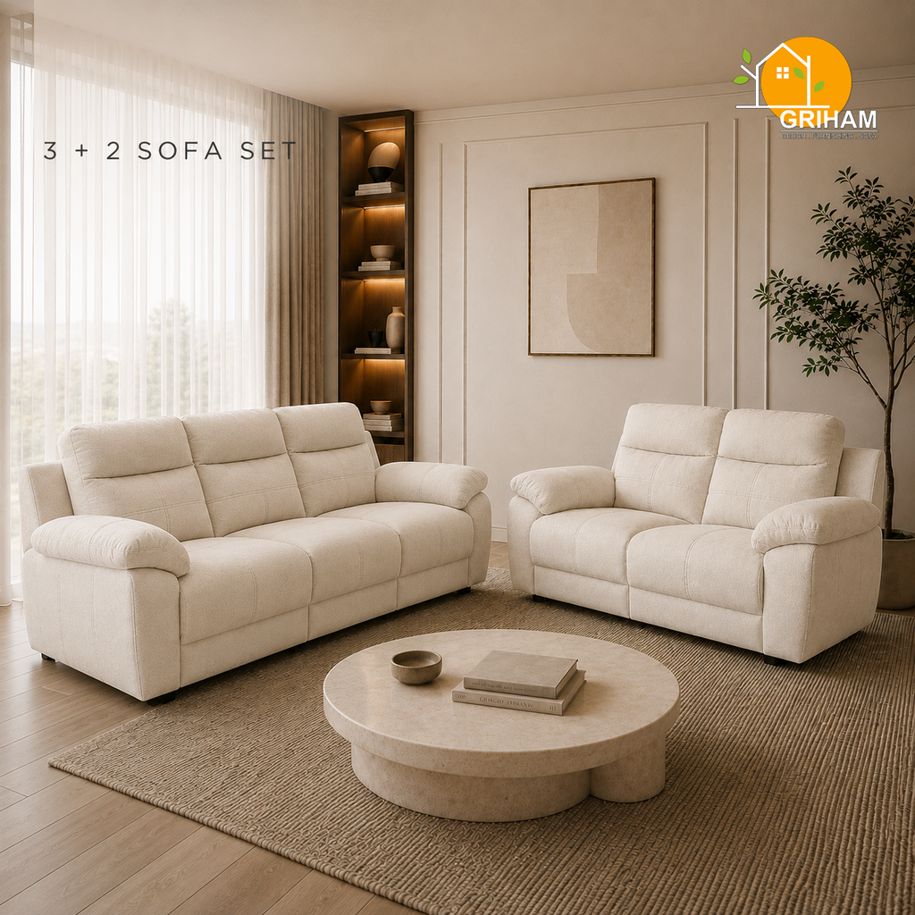 Bristol Lounge Sofa - 3+2 Seater in Ivory | Griham Decor
