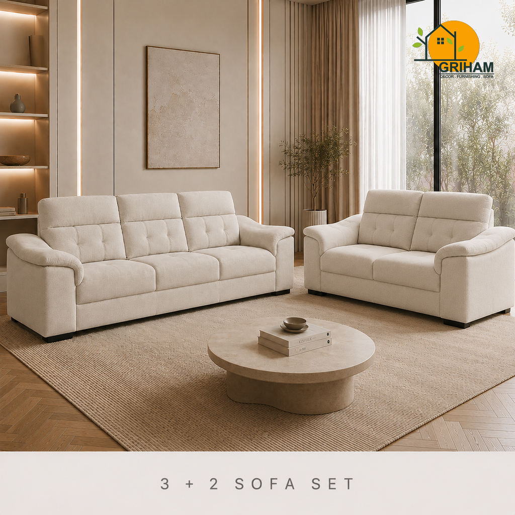 Regent High-Back Sofa - 3+2 Seater in Ivory | Griham Decor
