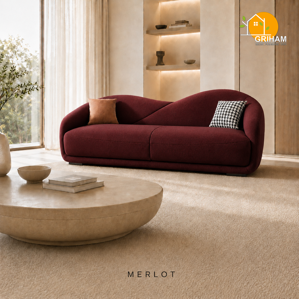 Serene Wave Sofa - 3 Seater in Merlot | Griham Decor