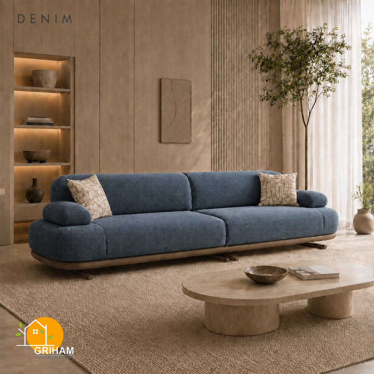 Aarhus Cloud Sofa - 3 Seater in Denim | Griham Decor