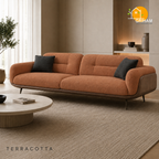 Oslo Walnut Wrap Sofa - 3 Seater in Terracotta | Griham Decor