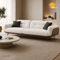 Oslo Walnut Wrap Sofa - 3 Seater in Ivory | Griham Decor