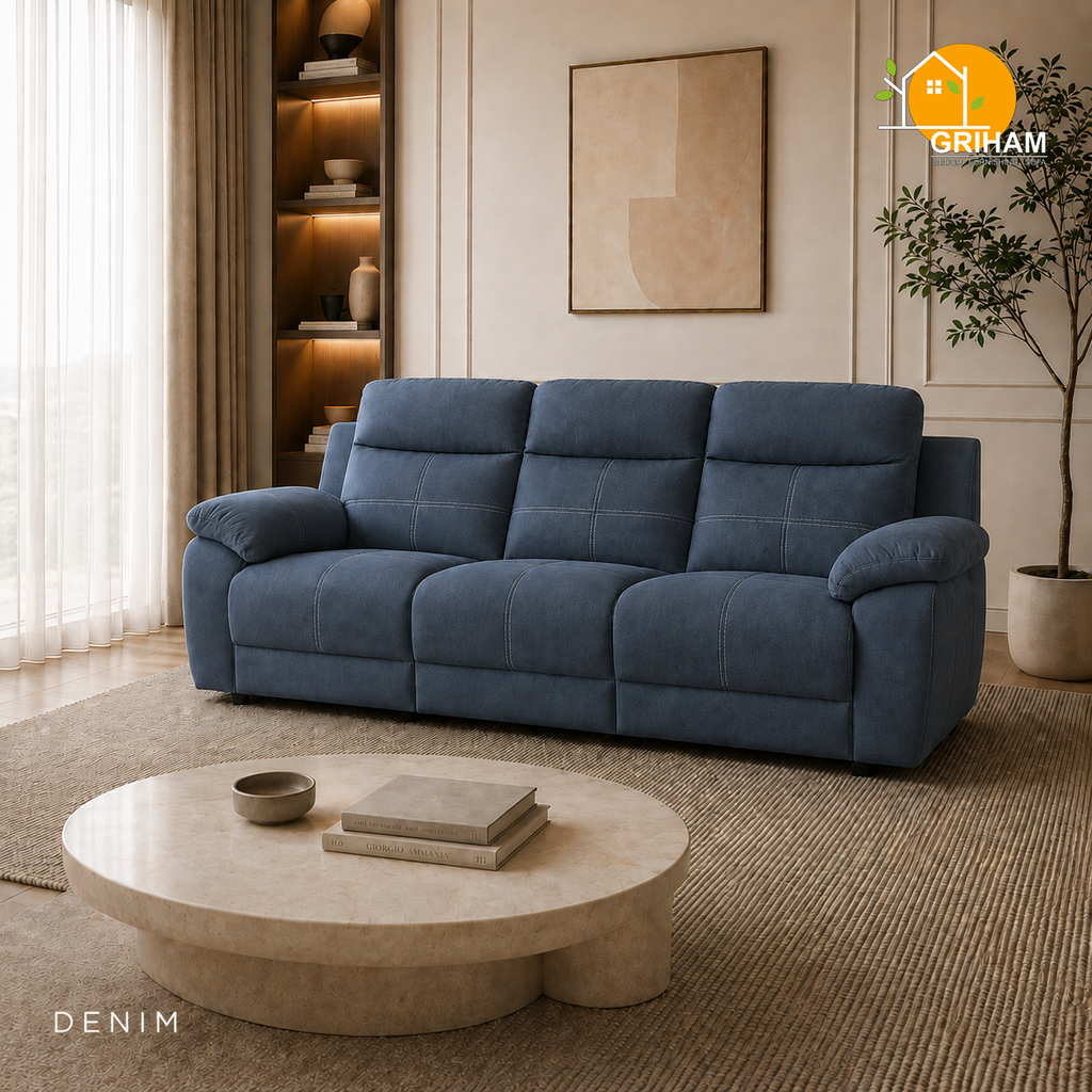 Bristol Lounge Sofa - 3 Seater in Denim | Griham Decor
