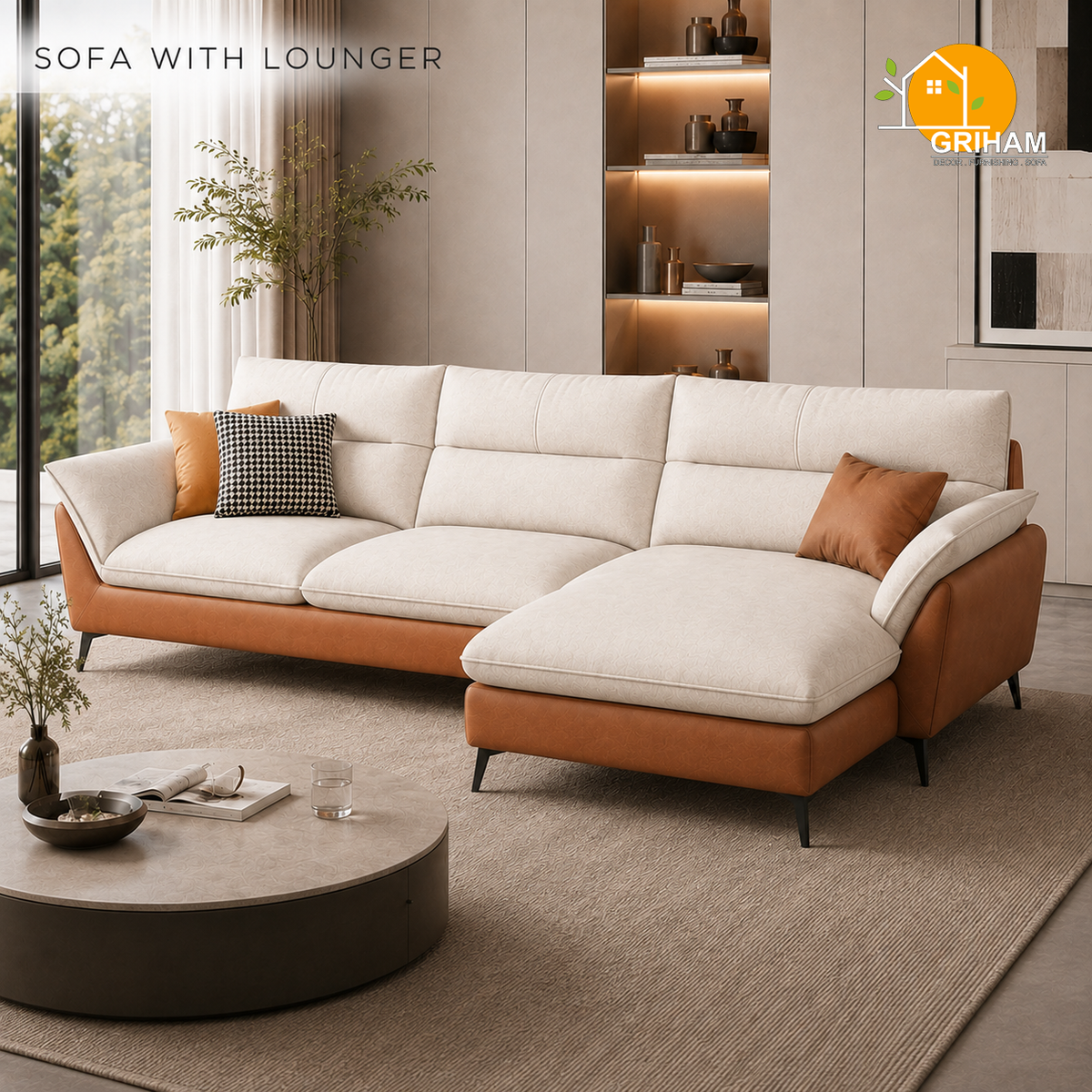 Sienna Wing Sofa - 3+Lounger in Ivory | Griham Decor