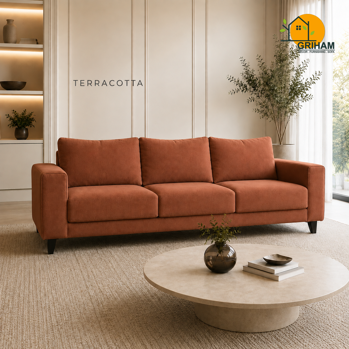 Nordic Everyday Sofa - 3 Seater in Terracotta | Griham Decor