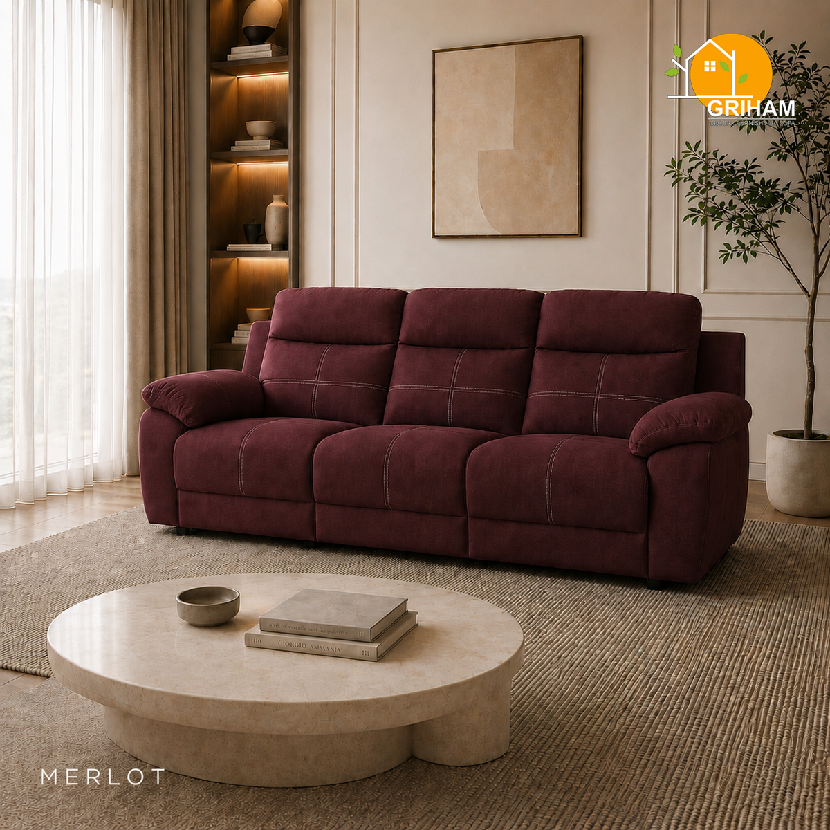 Bristol Lounge Sofa - 3 Seater in Merlot | Griham Decor