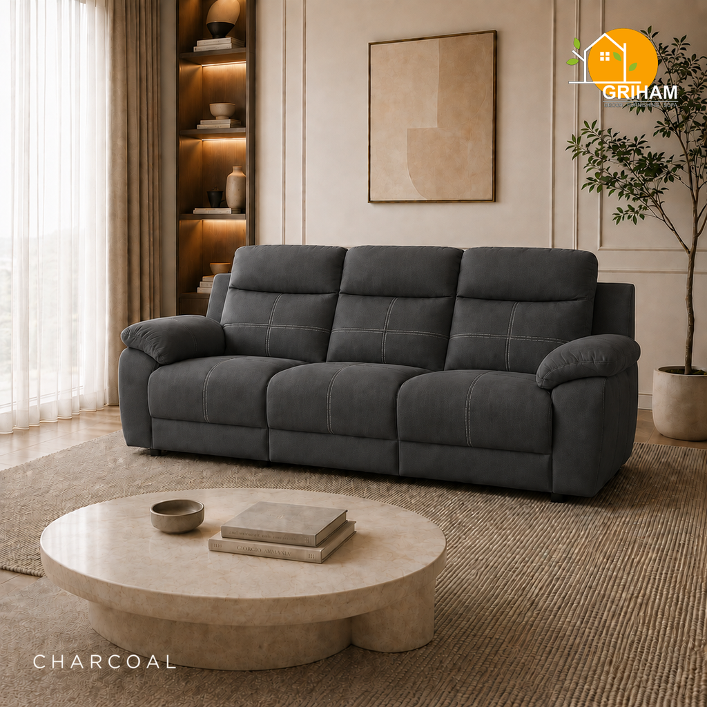 Bristol Lounge Sofa - 3 Seater in Charcoal | Griham Decor