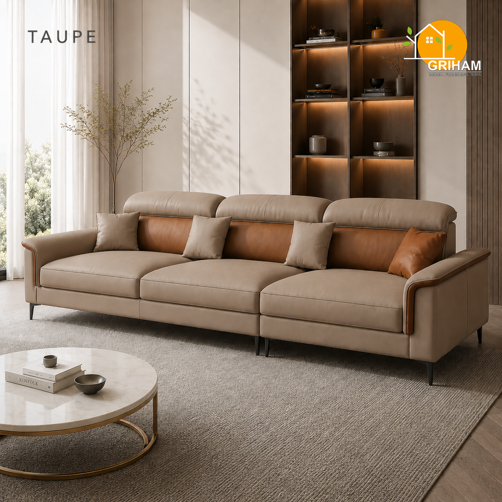 Milano Executive Sofa - 3 Seater in Taupe | Griham Decor