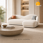 Serene Wave Sofa - 3+Lounger in Ivory | Griham Decor