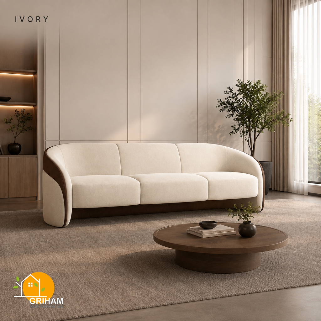 Cocoa Embrace Sofa - 3 Seater in Ivory | Griham Decor