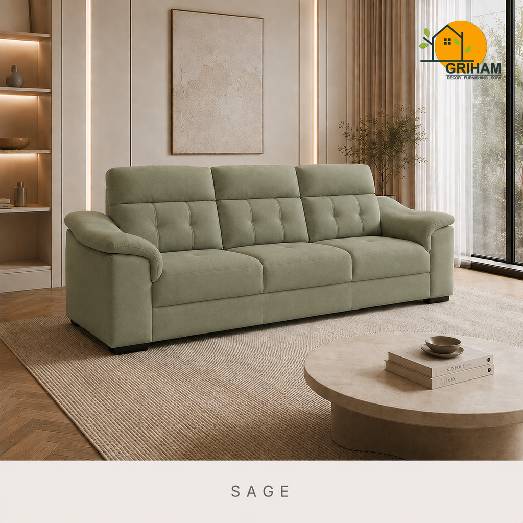 Regent High-Back Sofa - 3 Seater in Sage | Griham Decor
